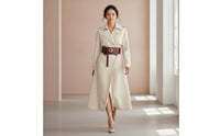 Gold-Tone Wide Waist Belt Stitched Double Strap Belt Fashion Adjustable for Women, Dresses, Coats, Sweaters