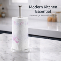 Dining Table and Kitchen Island Paper Roll Holder for Home Cooks, Stainless Steel Towel Countertop with Stable Base