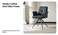 Ergonomic Back Support Upholstered Swivel Chair Modern Outline Armchair Thick Padded Cushioning Living Room Furniture Sturdy Frame for Office Workers, Homeowners, Readers, Study, Bedroom, Reading Nook, Lounge Area