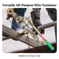 Multi-Functional Double Hook Wire Tightener Heavy Duty Wire Rope Tensioning Tool Strong Pulling Force for Farmers, Workshops, Farms, Garages