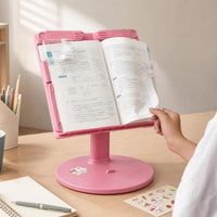 Adjustable Ergonomic Book Stand for Kids, Portable Desktop Reading Holder for Students, Document Holder with Page Clips