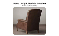 Top-Grain Cowhide Button-Tufted Armchair with decorative fasteners Vintage Western design Button-Tufted Club Chair Oil Wax Finish Lounge Seating Nailhead Trim for Interior Design aficionados, Homeowners, Living Room, perusing corner, Home Office, Library
