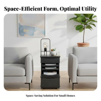 With casters Wheeled Tea Cabinet Vintage aesthetic Mobile Storage Multi-Functional Household Furniture Space-Saving for Homeowners, Renters, Office Workers, Living Room, Small Spaces