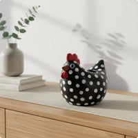 Cute Spotted Cock Statue Quirky Spotted Chicken Figurine Cartoon Design Resin Cock Sculpture Funny for Gift