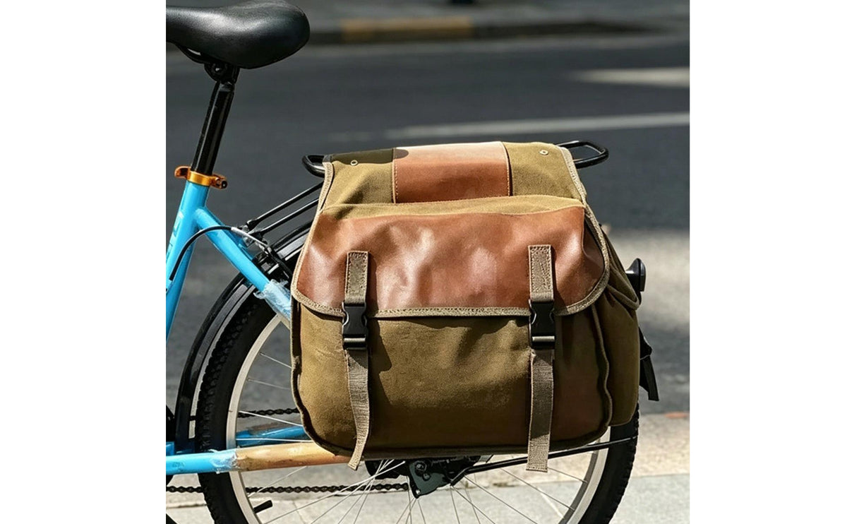 Flap-Top Rear Rack Pannier Bag Structured Double Pannier Bag Large Capacity Panniers Spacious for Cyclists, Commuters