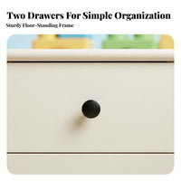 Modern Design 2-Drawer Bedside Chest 0 Formaldehyde Added Bedroom Furniture Rounded Corners Nightstand Spacious Storage for Children, Families, Homeowners, Guest Room, Nursery