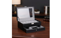 2-Tier Watch and Jewelry Box Debris-Resistant-Resistant 12-Compartment Watch Display Case 2-Tier Jewelry Organizer Soft Interior