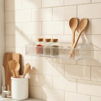 Transparent Adhesive Wall Shelf Clear Bathroom Organizer Waterproof Wall Mounted Shelf Compact for Vanity