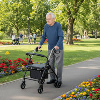 4 Wheel Shopping Mobility Aid Anti-Fall Support Rolling Mobility Aid Foldable Rolling Shopping Carrier Adjustable Height for Seniors, Elderly, Rehabilitation, Outdoor