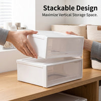 Desktop Drawers Stackable Storage Box with Dust Cover, Small Drawer Organizer for Office Supplies, PP Desk Organiser 18x27x9cm