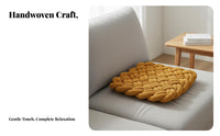 Solid Color Woven Seat Cushion Modern Simple Design Braided Square Cushion Soft and Comfortable for Home Decorators, Students, Sofa, Bedroom