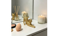 Embossed Stretching Cat Figurine Cat Figurine Room Accentuation for Tabletop Display