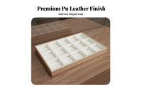 Jewelry Display Tray Gold-Tone Trim PU Leather Storage Tray PU Leather Jewelry Holder Elegant Design Long-Lasting Construction