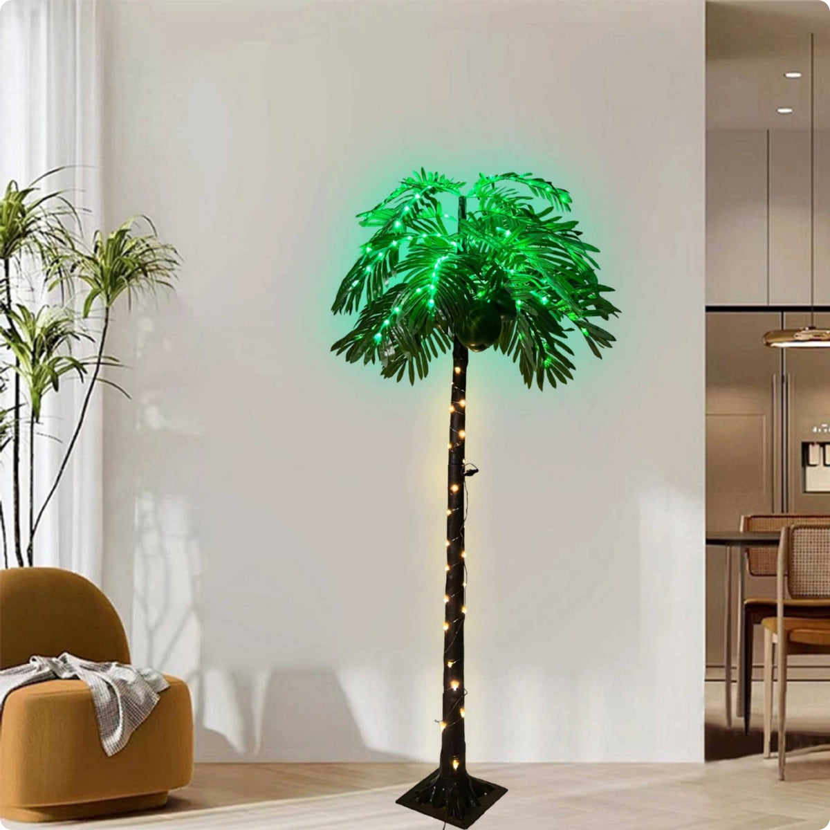 Tropical Design LED Palm Tree Lamp Eye-Catching Glowing Coconut Tree Waterproof Power Interface Party Decor Timer Switch for Event Planners, Hotel Owners, Poolside, Patio, Garden
