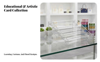 Acrylic Card Display Stand Space-Saving Clear Greeting Card Rack Easy Access Multi-Tier Flashcard Holder for Children, Desktop, Classroom, Home School