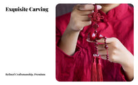 Traditional Design Red Gourd Car Ornament Festive Atmosphere Cinnabar Gourd Hanging Ornament for Drivers, Rearview Mirror