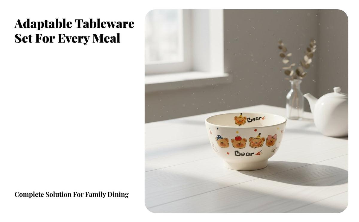 Ceramic Dinnerware Set, Cartoon Animal Bowl Plate Mug, Cute Gift, Microwave Safe