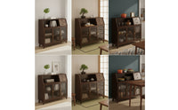 Sideboard with Drawers Mid-Period Modern Sideboard with Doors Dark Brown Cabinet for Dining Room, Coffee Station, Kitchen