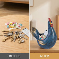 Entryway Catchall Dish Nordic Aesthetic Male Chicken Storage Ornament Housewarming Gift Hen Shaped Trinket Holder for New Homeowners, Living Room