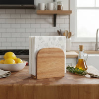 Rounded Top Wooden Tissue Box Holder Solid Wood Upright Tissue Holder Rectangular Home Decor Exposed Design for Tabletop, Kitchen
