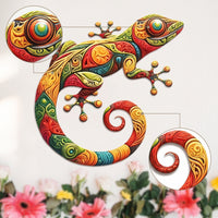 Gecko Wall Decor Iron Lizard Wall Decoration Metal Gecko Multicolor Embossed for Patio, Porch