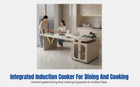 Kitchen Island Table Set with Induction Cooker, Luxury Sintered Stone, Dining Table & Chairs, Home, Apartment, Villa