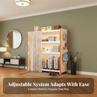 Multi-Layer Storage Rack Heavy-Duty Steel Utility Shelf with Dust Curtain Versatile Multi-Tier Rack for Closet, Pantry, Basement