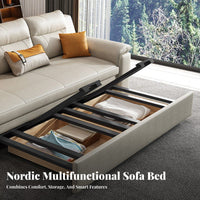 Foldable Design Pull-extendable Sleeper Sofa Space-Saving 2-Seater Fold-extendable Futon Nordic aesthetic transformable Couch Multi-Functional for Apartment Dwellers, Students, homeowners, Small areas, Living Room, Home Office, Lounge