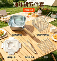 Stainless Steel Multi-Function Frying Pan for Picnic and Outdoor Use, Detachable and Portable Camping Pot