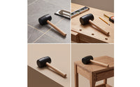 Rubber Mallet with Wood Handle Non-Marring Rubber with Wood Handle Double-Faced Tool for Carpenters, Carpentry