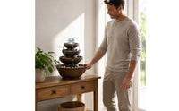 Decorative Ball Top Tabletop Water Fountain Easy to Use Tabletop Fountain Soothing Sound Table Ornament Stone Look for Shop Opening, Entryway, Office