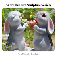 Automatic On/deactivate Solar Rabbit Statue Cute Design Bunny Garden Light Waterproof for Patio, Pathway
