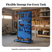 Pegboard Storage Rack With Wheels Mobile Storage Rack Multi-Functional Mobile Tool Cart for Mechanics, Professionals, Workshop, Warehouse, Factory
