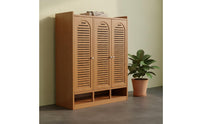 Bamboo Footwear Organizer Odor Resistant Double Door Shoe Rack Large Capacity for Entryway, Hallway