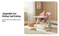 Safe and Stable Portable Feeding Seat Easy to Clean Foldable Floor Seat with Tray Multi-Functional Baby Booster Safety Harness for Toddlers, Grandparents, Home Use, Dining Room, Outdoor, Bathroom