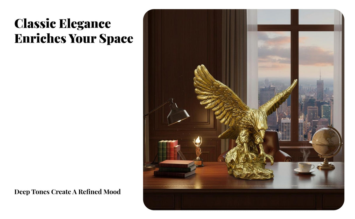 Spread Feathers Avian Sculpture Detailed Craftsmanship Resin Avian Sculpture Decoration Spreading Feathers Figurine