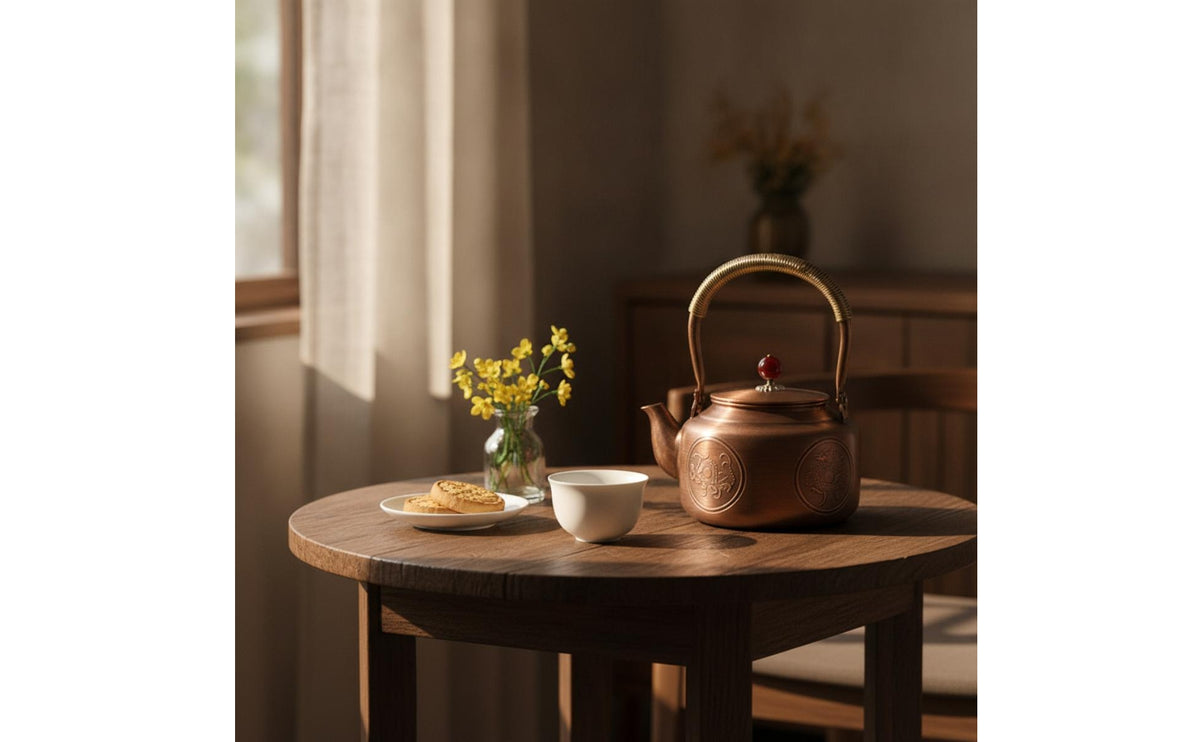 Copper Teapot Hammered Cookware Nonleak-Drip-Free for Hosts