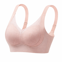 Lace Bra with Support for Full Bust Women, Deep V Neck Everyday Loungewear with 4 Row Back Closure, Minimizer 3/4 Cup Design