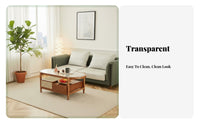two-level Oval Glass and Rattan Stand Nordic Design Coffee Table Space-Saving Rounded Edges for Living Room, Lounge Area, Office