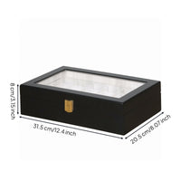 Matte Black Watch Storage Box Gold-Tone Clasp Watch Display Case Padded Interior