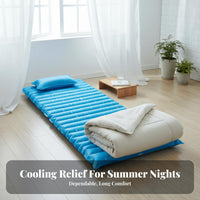 Waterproof Water-Filled Cooling Mattress Long-Lasting Summer Sleeping Pad Reinforced Edges Inflatable Water Bed Mat for Elderly, Students, Dorm Room, Sofa