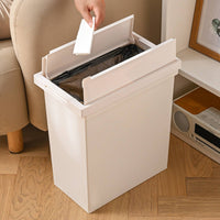 Trash Can with Press Push-down Lid Minimalist Trash Bin with Press Lid Rectangular Waste Bin for Bedroom