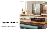 Braided Organizer Basket Multifunctional Imitation Rattan Basket Wicker Tray for Kitchen, Restaurant, Washroom