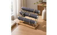 Jewelry Organizer with Wooden Base Upscale Look Jewelry Display Stand Stable for Vanity, Retail Counter