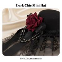 Gothic Mini Hat Handmade Doll-Like Hair Fastener Hat Gothic Floral Accent Fascinator Secure Fit Floral Accent Mesh Covering