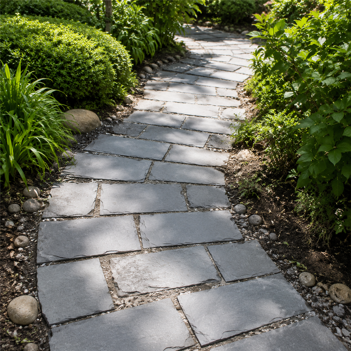 Patio Floor Tiles 60x30 cm, Robust Natural Stone Paving Stones for Outdoor Areas, Frost-Resistant & Easy to Care For, Grey Split