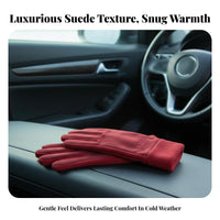 Fleece Lined Suede Gloves Thermal Fleece-Lined Warm Gloves Hand Apparel Soft & Comfortable Hand Apparel Long-Lasting for Driving