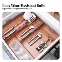 Japanese & design sectional Drawer Divider Clear Design Kitchen Organizer tailoredizable Layout Cutlery Tray Adjustable for Organization aficionados, Families, homeowners, Craft Room, Office, Bathroom Vanity