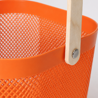Home Storage Basket Portable Ventilated Pantry Clutter Storage with Wood Handle