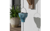 Hollow Cut Design Blue Hummingbird Rain Chain Handcrafted Look Hummingbird Rain Chain Water Guiding Outdoor Decor Weather-Resistant for Eaves, Garden